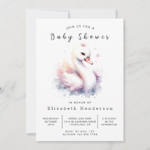 Invitation Baby shower de cygne à Printable du lac