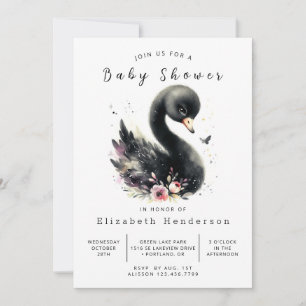 Invitation Baby shower de cygne chic et modifiable