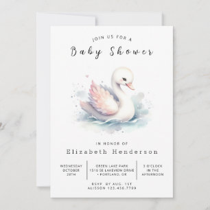 Invitation Baby shower de cygne en ligne enchanté
