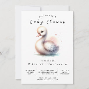 Invitation Baby shower de cygne modifiable classique