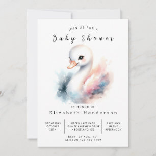 Invitation Baby shower de cygne modifiable gracieux