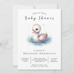 Invitation Baby shower de cygne modifiable unique
