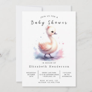 Invitation Baby shower de cygne modifiable Whimsy