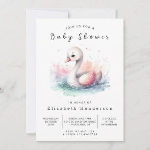 Invitation Baby shower de cygne neutre et modifiable selon le