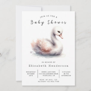 Invitation Baby shower de cygne personnalisé élégant