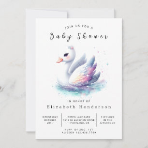 Invitation Baby shower de cygne personnalisé rustique