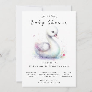 Invitation Baby shower de cygne personnalisé unique