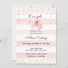 Invitation Baby shower de cygne rose délicat
