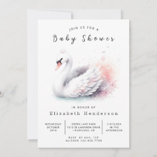 Invitation Baby shower de cygne rustique modifiable