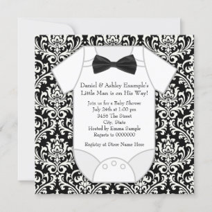 Invitation Baby shower de Damas noir et blanc