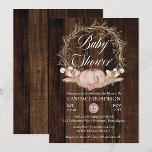Invitation Baby shower de  de couronne de Pampas Citrouille r