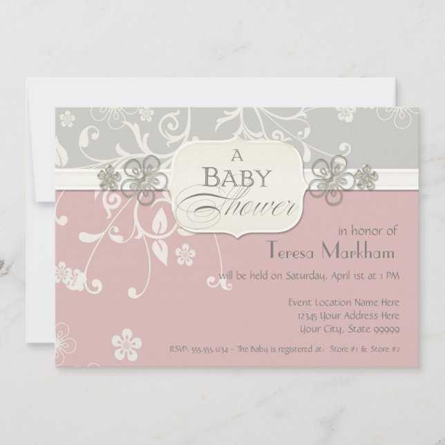 Invitation Baby shower de  de porte fleuri moderne (Devant)