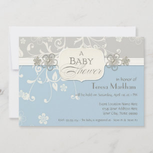 Invitation Baby shower de  de porte fleuri moderne