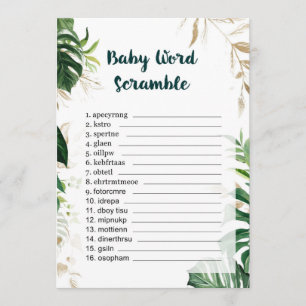 Invitation Baby shower de  de Word Scramble Gold