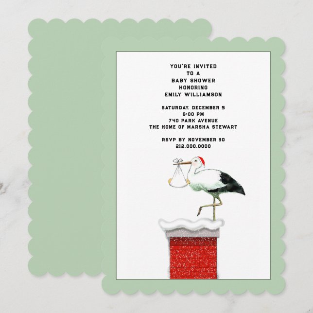 Invitation Baby shower de décembre (Devant / Derrière)