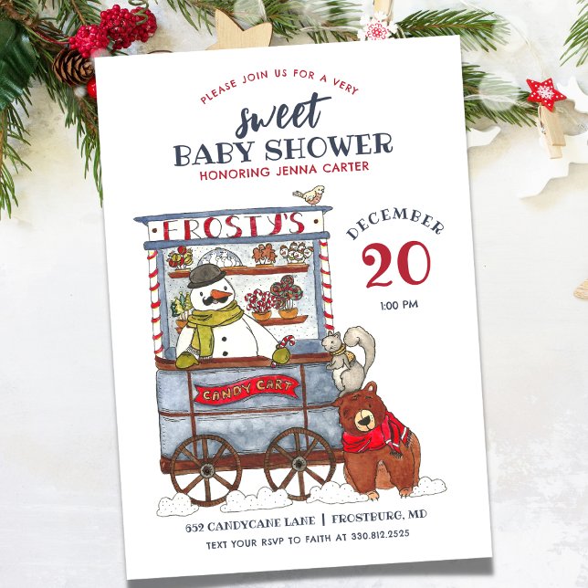 Invitation Baby shower de décembre de la forêt de motoneige d (Créateur téléchargé)