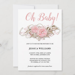Invitation Baby shower De Décoration De Grappes Roses Romanti