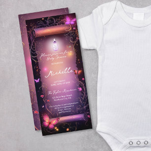 Invitation Baby shower de défilement de forêt enchantée rose