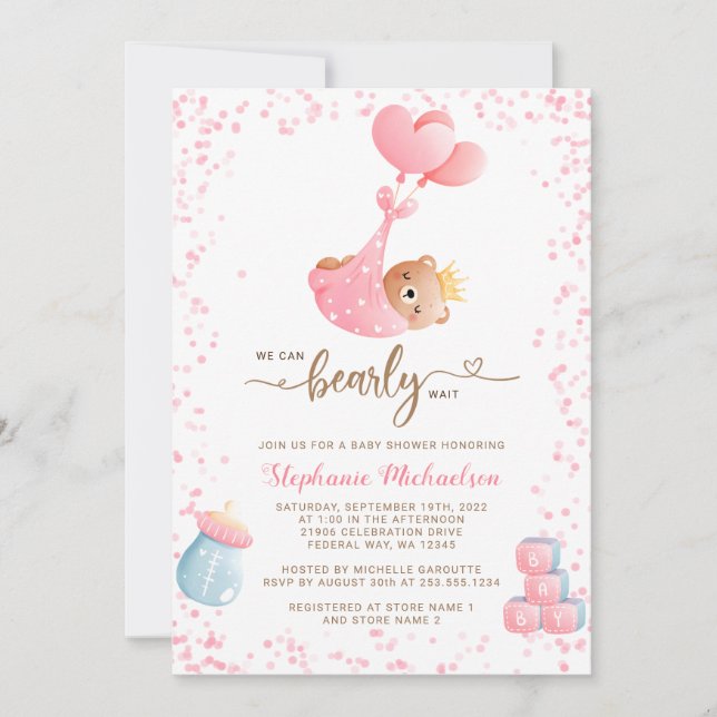 Invitation Baby shower de demande de carnet d'attente pour fi (Devant)