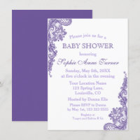 Baby shower de dentelle ultra violet moderne Invit