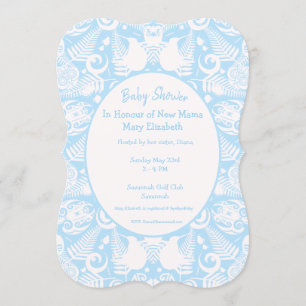 Invitation Baby shower de design tribal bleu Nouvelle-Zélande