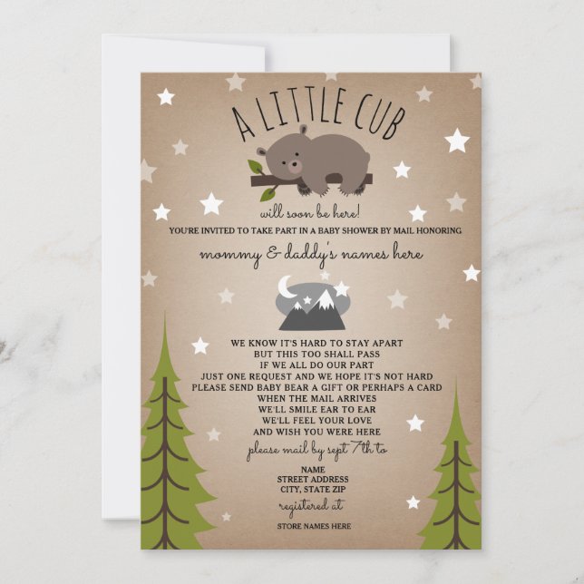 Invitation Baby shower de désistement social Pot Ours Brown (Devant)