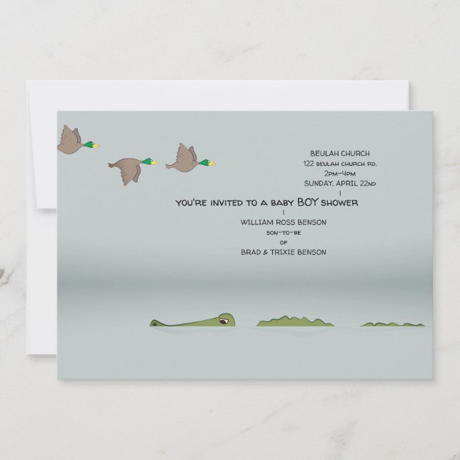 Invitation Baby shower de dessin animé Canards & Gator (Devant)