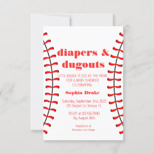 Invitation Baby shower de diapers et de baseball d