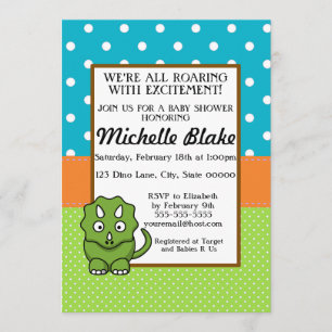 Invitation Baby shower de Dinosaur  Bleu et vert