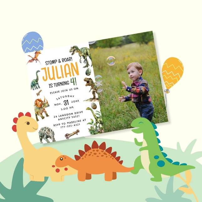 Invitation Baby shower de dinosaure de la route (Créateur téléchargé)