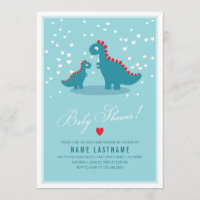 Invitation Baby shower de dinosaure Turquoise bleu