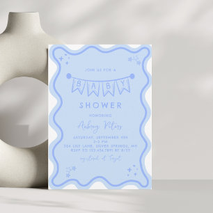 Invitation Baby shower de Doodle Bleu Levé À La Main