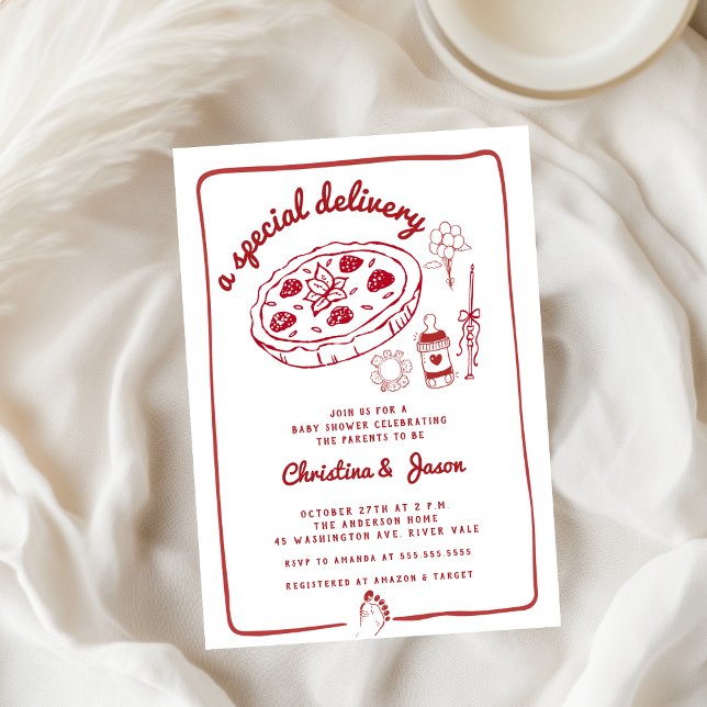 Invitation baby shower de doodles à café à main (Créateur téléchargé)