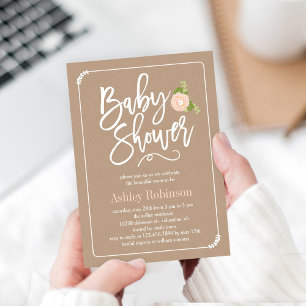 Invitation Baby shower de douche de jardin Kraft