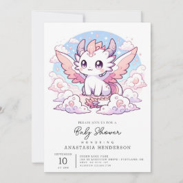 Invitation Baby shower de dragon doux enchanté
