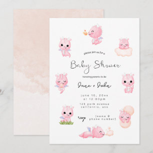 Invitation Baby shower de dragon rose