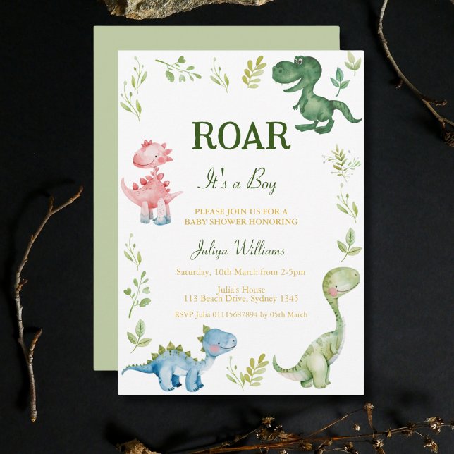 Invitation Baby shower de drague de Dinosaures (Créateur téléchargé)