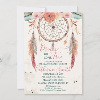 Invitation Baby shower de Dreamcatcher à aquarelle personnali