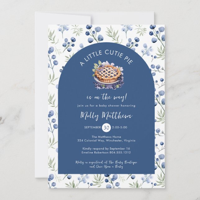 Invitation Baby shower de En vichy à la tarte Little Cutie (Devant)