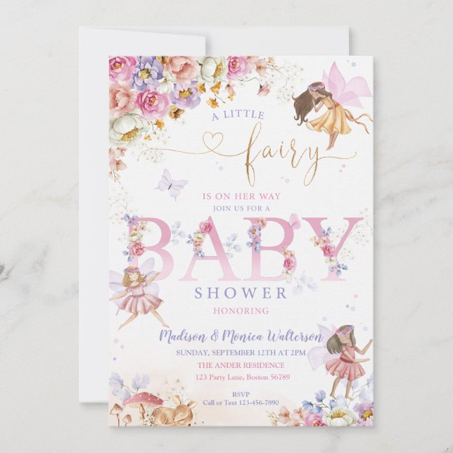 Invitation Baby shower de fée (Devant)