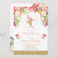 Invitation Baby shower de fée Douche de fée fleuri