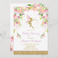 Invitation Baby shower de fée Douche de fée fleuri
