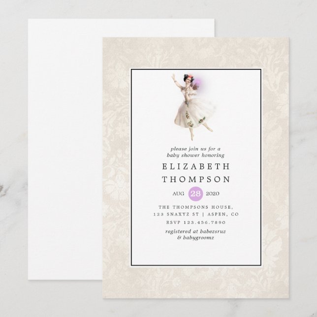 Invitation Baby shower de fées brillant (Devant / Derrière)