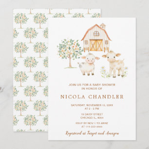 Invitation Baby shower de ferme mignonne