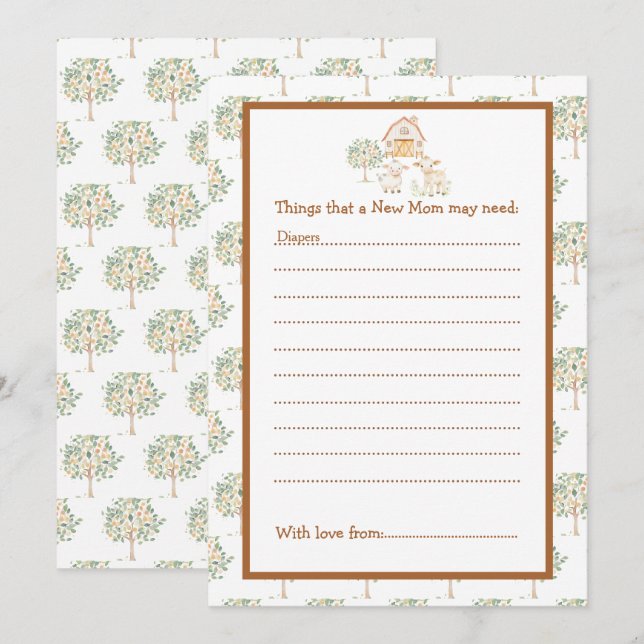 Invitation Baby shower de ferme mignonne (Devant / Derrière)