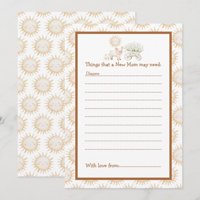 Invitation Baby shower de ferme mignonne (Devant / Derrière)