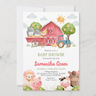 Invitation Baby shower de ferme pour filles