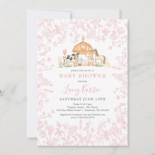 Invitation Baby shower de ferme rose