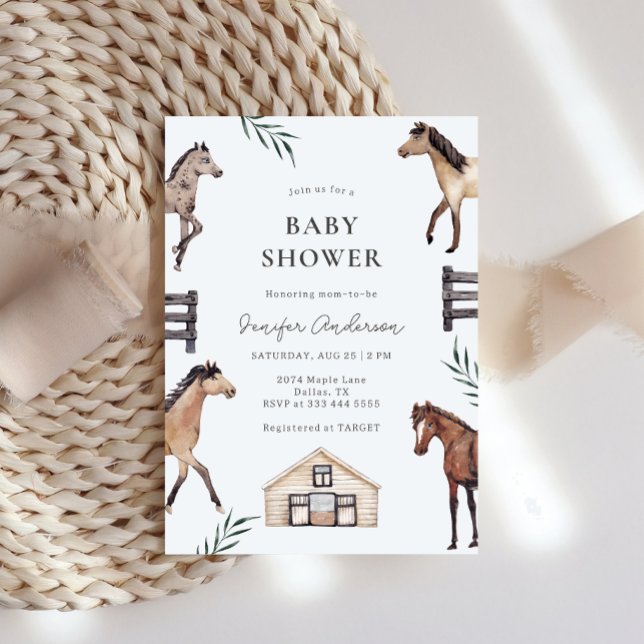 Invitation Baby shower de ferme Rustique Horse (Créateur téléchargé)