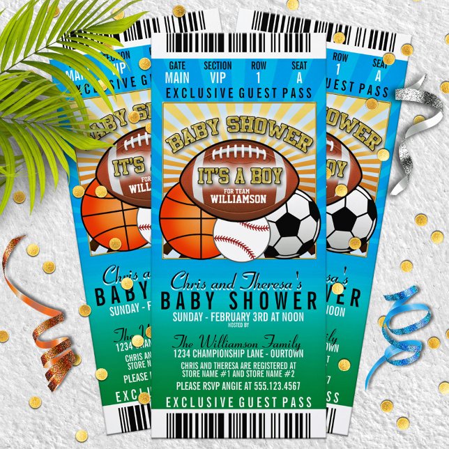 Invitation Baby shower de fête à thème sportif (Créateur téléchargé)
